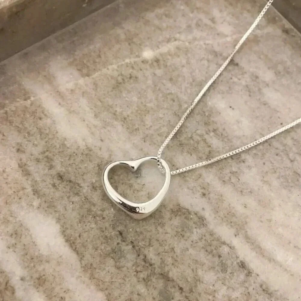 925 Sterling Silver Heart Pendant Necklace Heart Necklace